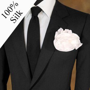 NEW - 100% Silk Off-White Pouf Round Pocket Square